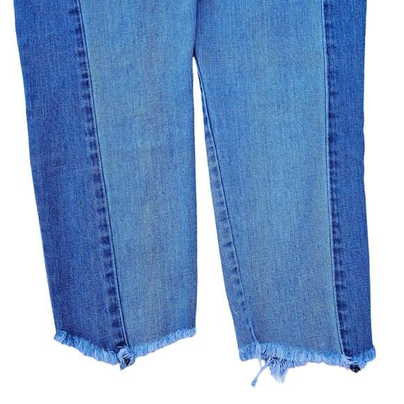 Two Tone Stretch Denim Jeans American Eagle Sz 6 Vintage Hi-Rise Crop Button Fly - Picture 8 of 10